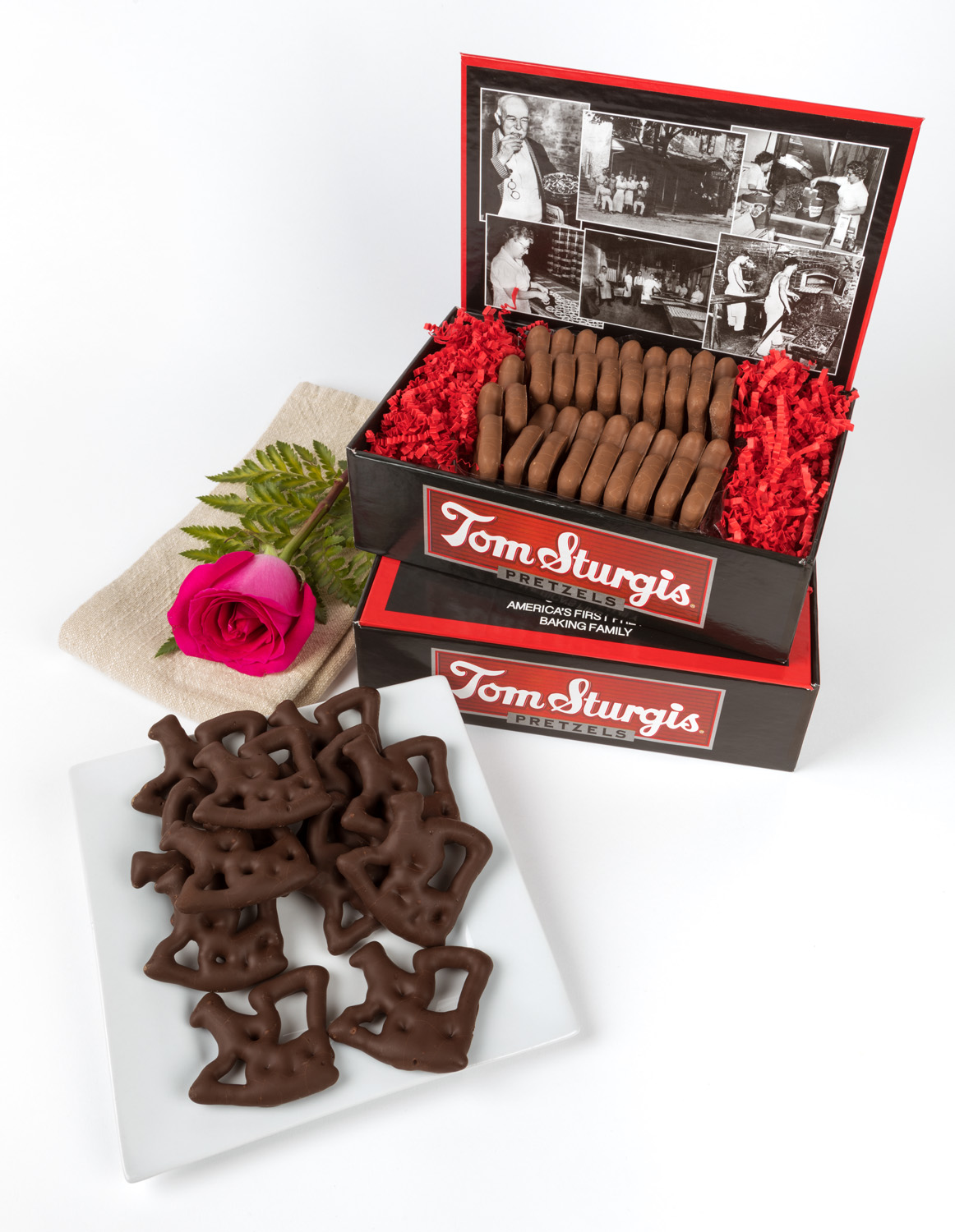 Tom Sturgis Pretzel Keepsake Box with Chocolate Pretzels Tom Sturgis Pretzels