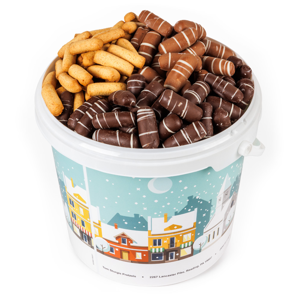 Chocolate Covered Cinnamon Honey Graham Stiks in a Decorative Tub