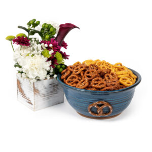 MudWorks Pottery Pretzel Bowl with Pretzels