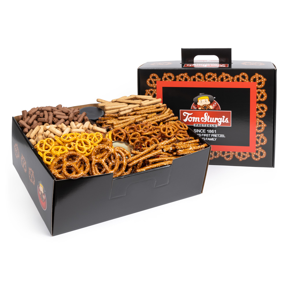 Tom Sturgis Pretzels Tote with Flavored Pretzels & Dips