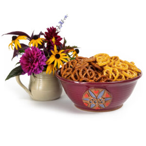 MudWorks Pottery Love Story Collection Pretzel Bowl with Pretzels