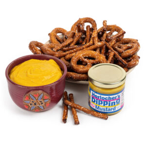 MudWorks Pottery Love Story Dipping Crock with Pretzels & Mustard